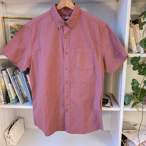 Sonoma Men's Cotton Button Down Short Sleeve Shirt Red / Pink Size Medium Casual